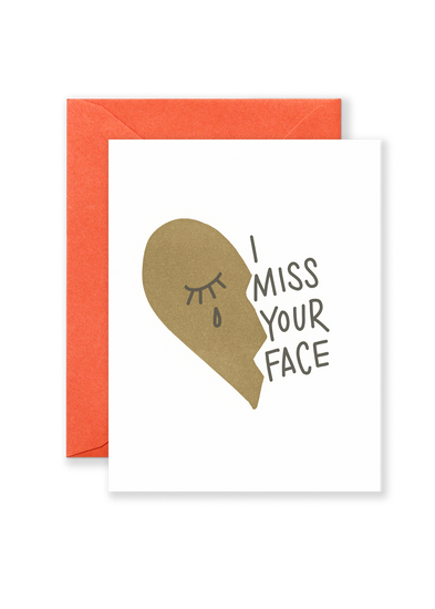 Miss Your Face Greeting Card - Brown