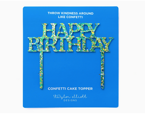 Happy Birthday Cake Topper– Blue/Green