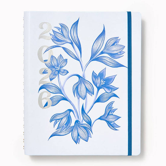 25-26 Paper Source Blue Lilies Weekly Desk Planner