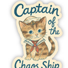 Captain of the Chaos Ship Sticker – Sailor Cat Design
