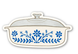 Vintage Blue Floral Casserole Dish Sticker – Cozy Kitchen