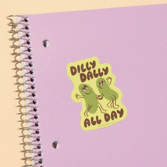 Dilly Dally Pickles Vinyl Sticker - Made in USA - Foodie - Snack - Charcuterie - Stocking stuffer, Holiday, Gift Guide