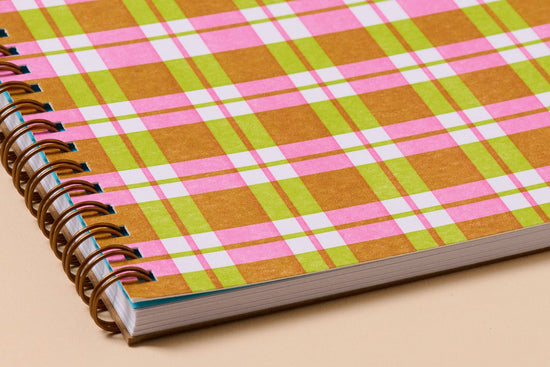 Classic Letterpress A5 Spiral Notebook— Gingham Plaid Picnic