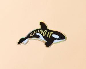 Killing It Orca Holographic Vinyl Sticker - Killer Whale Era - Made in USA - - Stocking stuffer, Holiday, Gift Guide