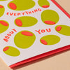 Olive Everything About You Letterpress Food Love Card- Made in USA