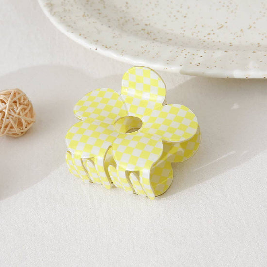 Checkerboard Flower Hair Clip