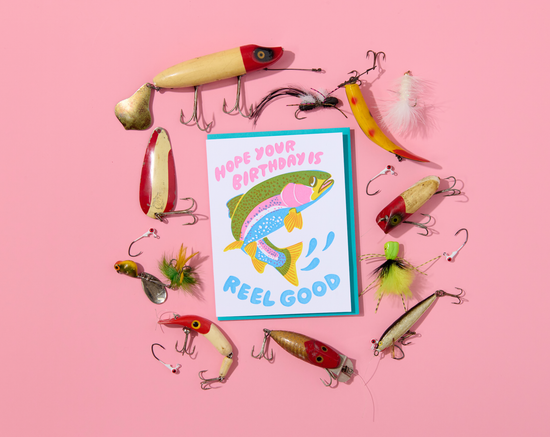 Reel Good (Trout) Letterpress Fish Birthday Card - Made in USA - Spring, Summer Birthday