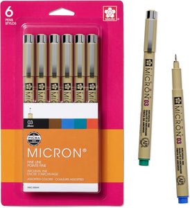 Micron Set of 6 Assorted Colors