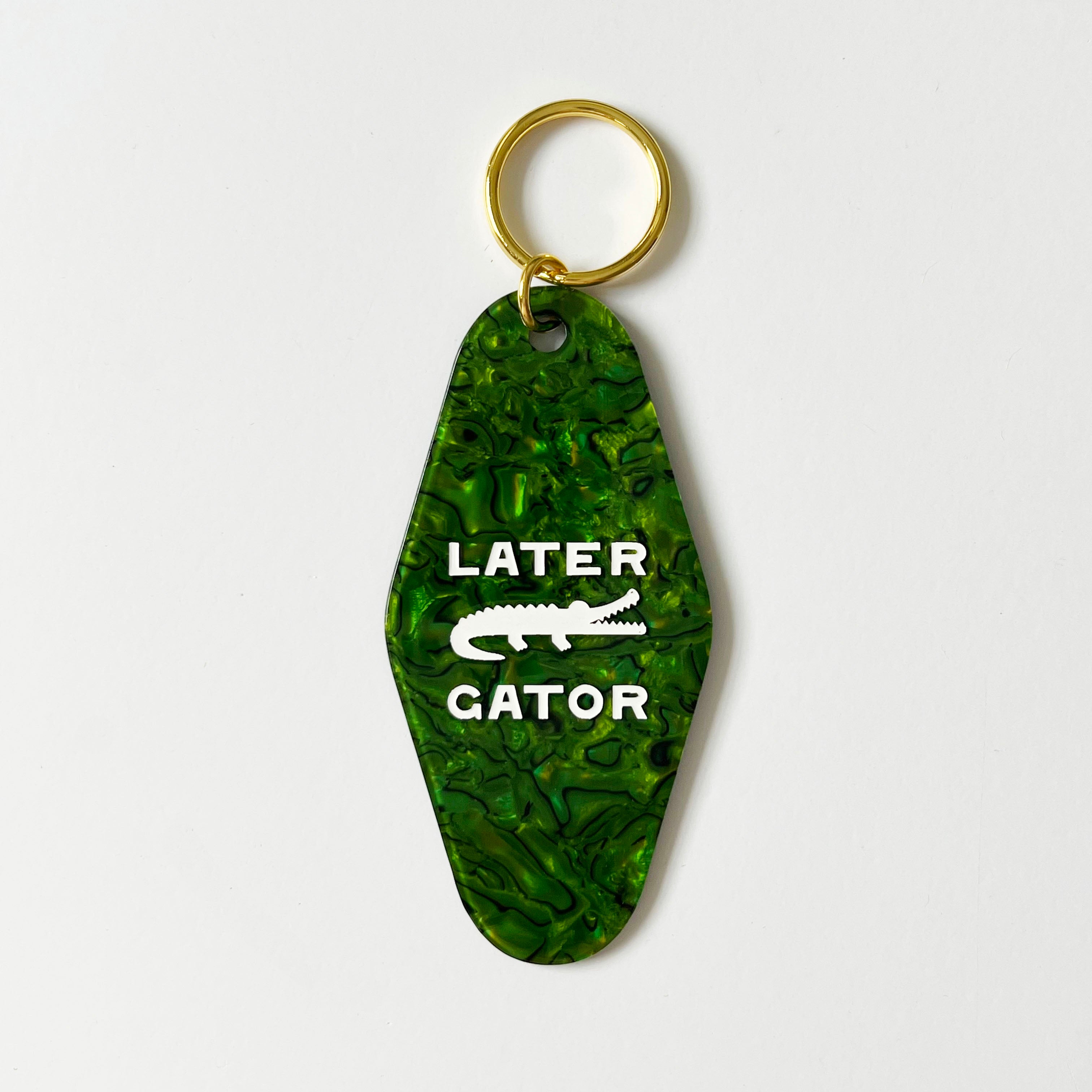 Alligator Wooden Word Keychain – Carved Animal Design Key Ring - View #5