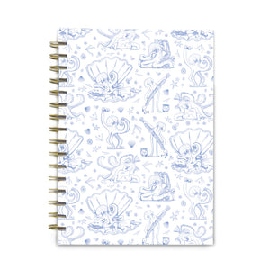 Octopus Toile Spiral Notebook - White + Periwinkle