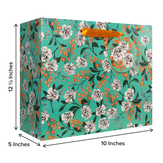 Retro Floral Aqua – Gift Bags – Large Tote