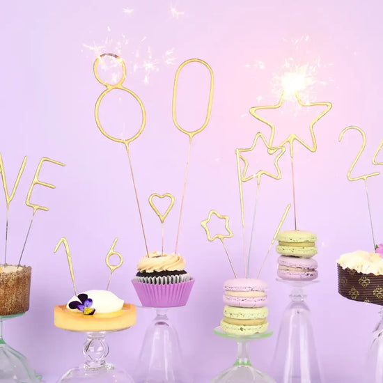 Mini 4" Gold Number Sparkler Wand Card - Singles: Mini Gold Number - Heart