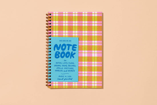 Classic Letterpress A5 Spiral Notebook— Gingham Plaid Picnic