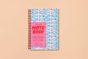 Modern Trendy Letterpress A5 Spiral Notebook — Sardine Fish