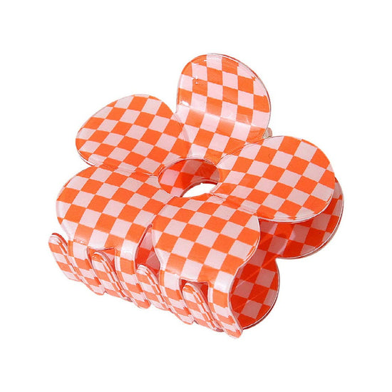 Checkerboard Flower Hair Clip