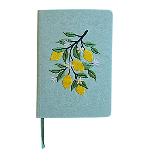 Lemon Embroidered Journal Notebook