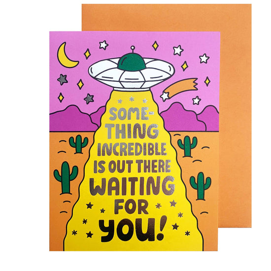 Something Incredible Spaceship Graduation Card