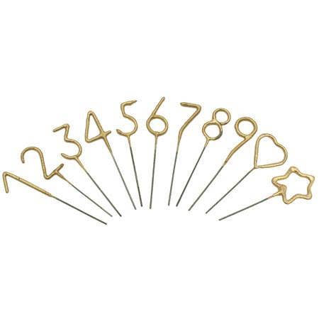 Mini 4" Gold Number Sparkler Wand Card - Singles: Mini Gold Number - Heart