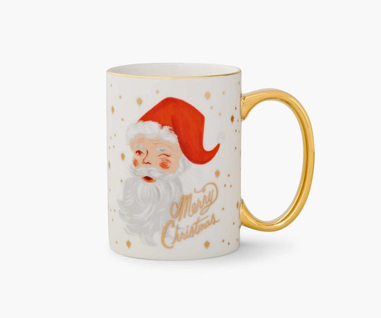 Winking Santa Holiday Porcelain Mug