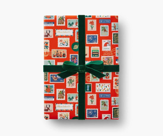 Holiday Stamps Continuous Wrapping Paper Roll