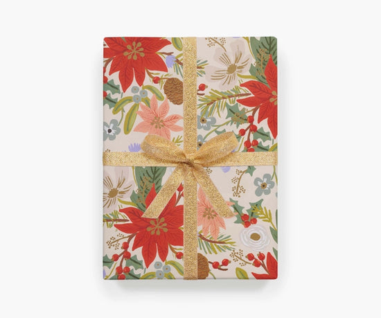 Poinsettia Roll of 3 Single Wrapping Sheets