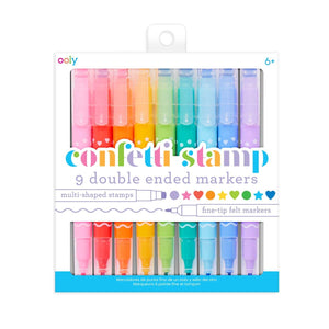Confetti Stamp Double-Ended Markers- Set of 9