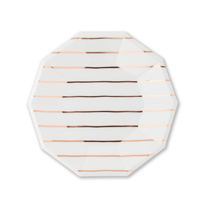Frenchie Striped Rose Gold Plates Large - 8 Pk.