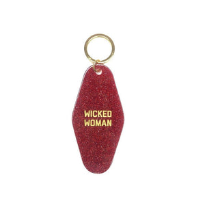 Red Glitter Wicked Woman Motel Keytag