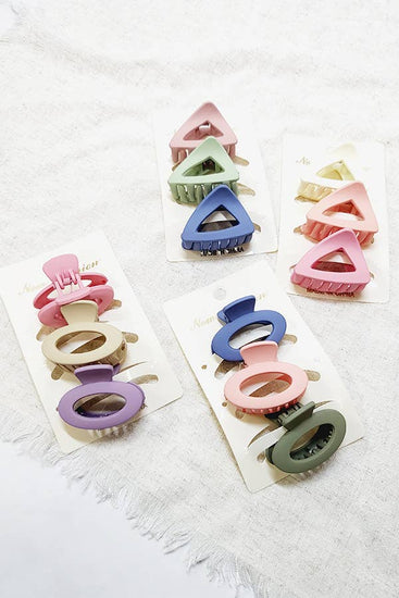 3 pcs Matte Assorted Shape Hair Claw Clip Set