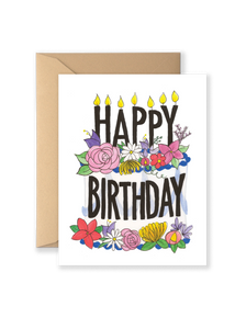 Floral Birthday Cake Greeting Card