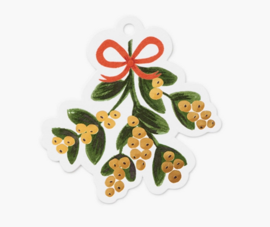 Mistletoe Die Cut Gift Tags -- Set of 8