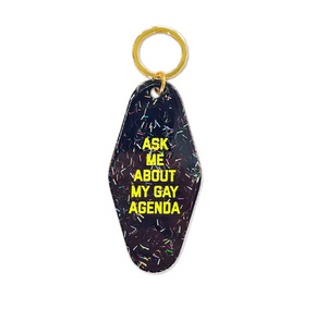 Ask Me About My Gay Agenda Motel Keytag