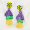Mardi Gras Pom Pom Tassel Earrings