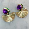 Mardi Gras Gold Statement Earrings