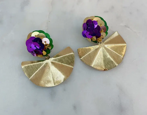 Mardi Gras Gold Statement Earrings