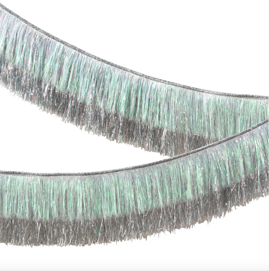 Silver Iridescent Tinsel Fringe Garland