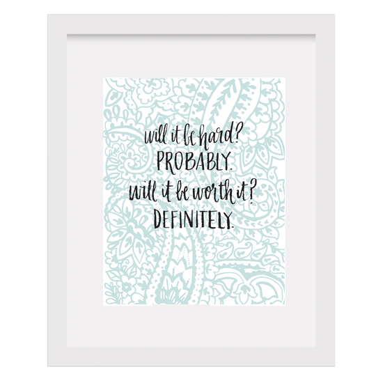 Will It Be Hard? Motivational Art Print