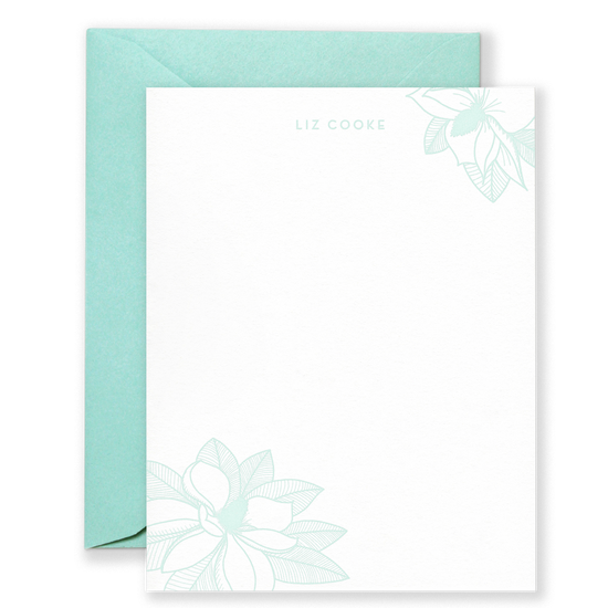 Personalized Magnolia Social Stationery