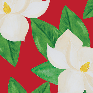 Magnolias on Red Wrapping Paper