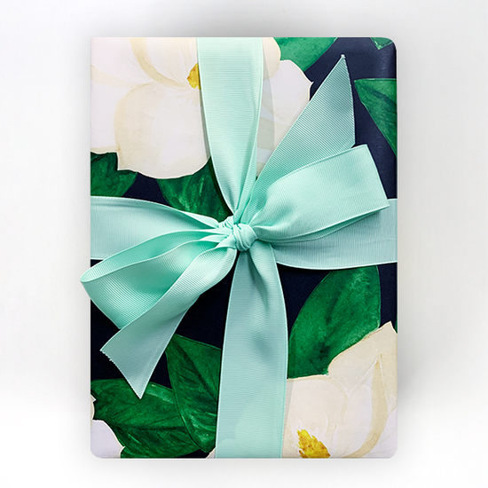 Magnolias on Blue Wrapping Paper