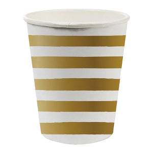 Gold Stripe 8 oz Paper Cup Set
