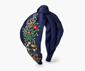 Lottie Navy Embroidered Headband
