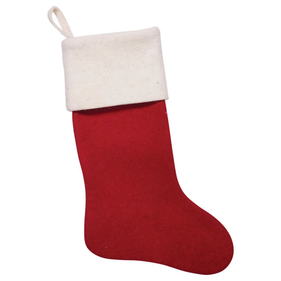 Red and White Wool Felt Stocking